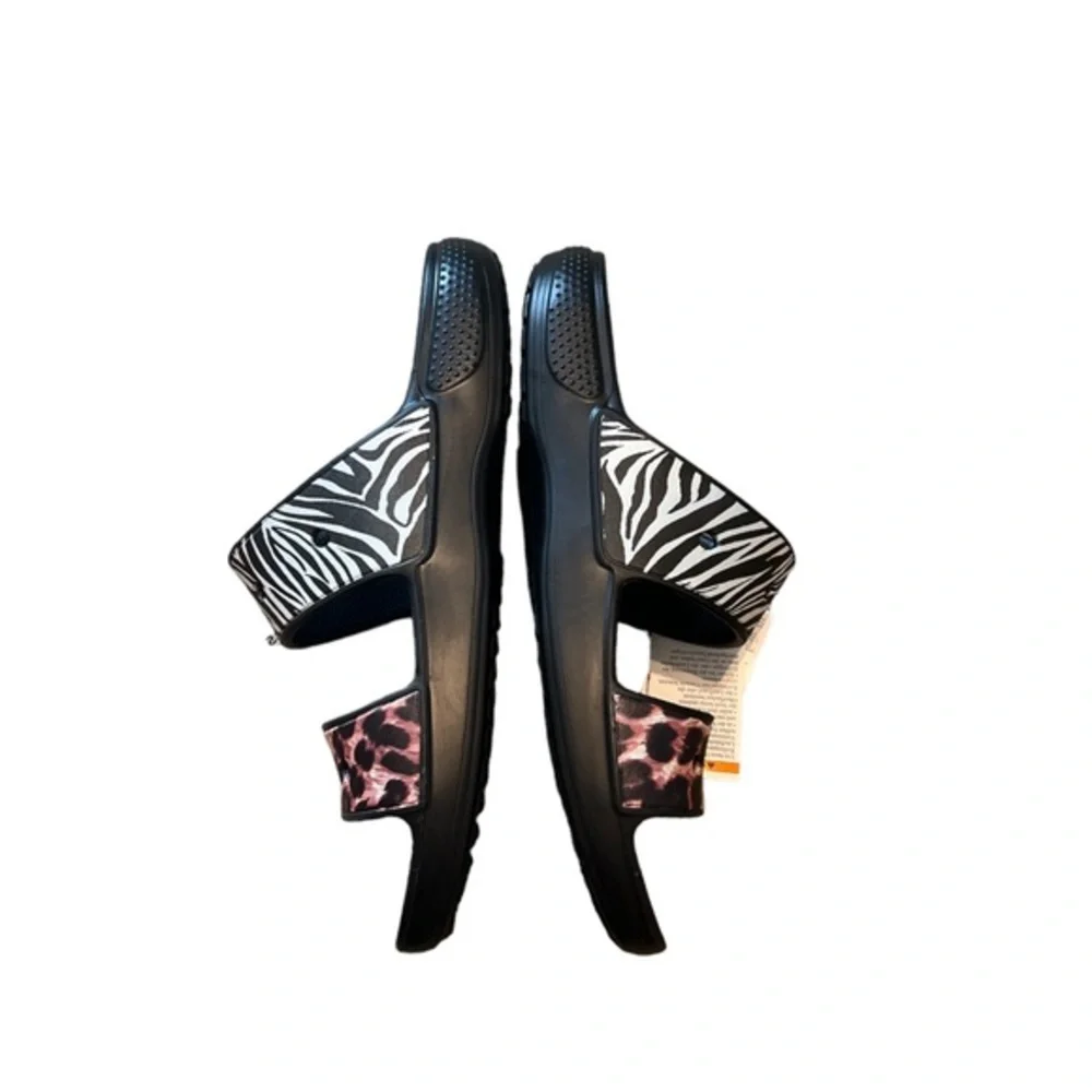 Crocs Classic Crocs Animal Remix Sandals Unisex Black Multi Slides‎ M 14 NWT